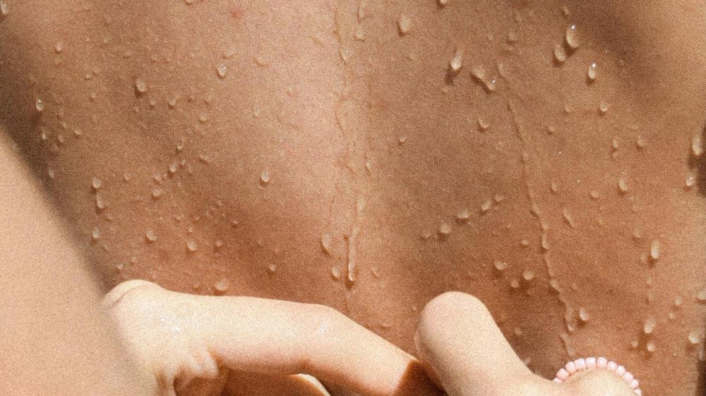 Water droplets on a person's back